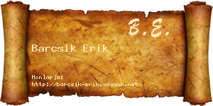 Barcsik Erik névjegykártya